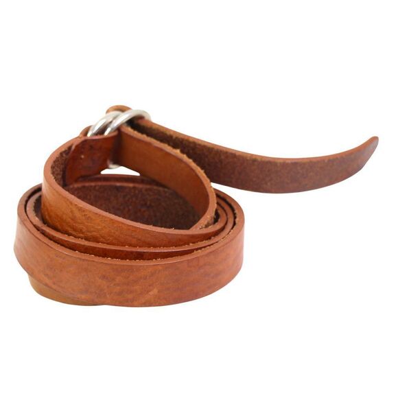 HANDCRAFTED TAN BROWN REAL LEATHER 7/8"Wd SKINNY DRESS CASUAL WOMEN'S BELT L(C77 - Picture 3 of 10